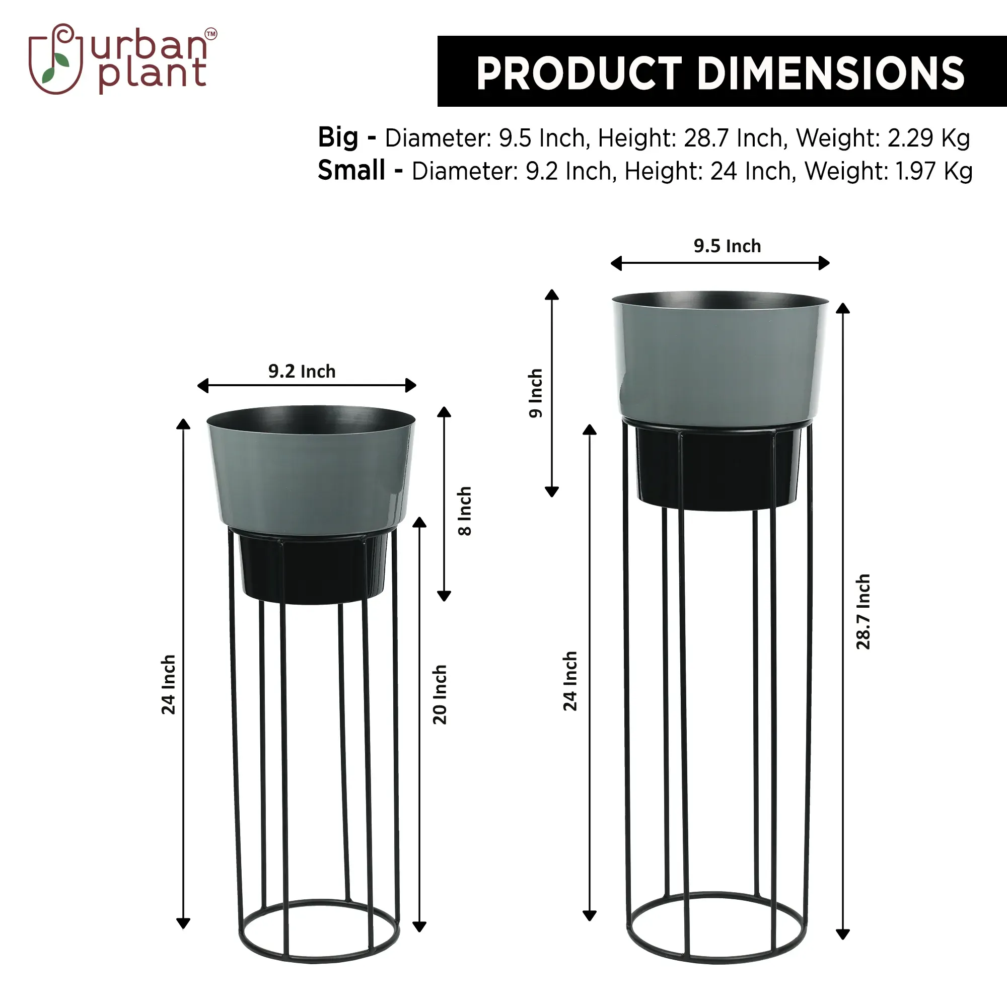 Exquisite Grey Planters - (Set of 2)