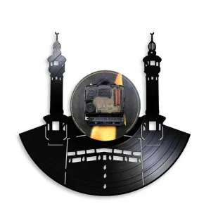 Famous City Mecca Wall Sign Vinyl Record Led Vinyl Record Wall Clock Islamic