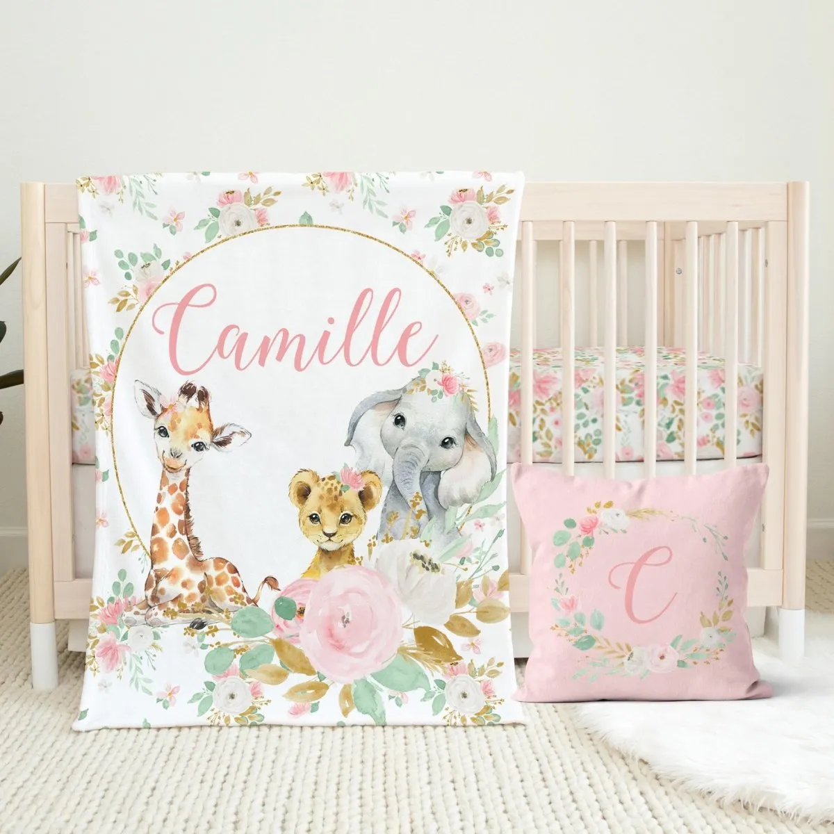 Floral Jungle Personalized Nursery Pillow