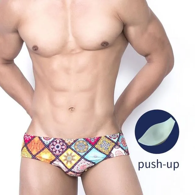 Geometric Pattern Swim Briefs