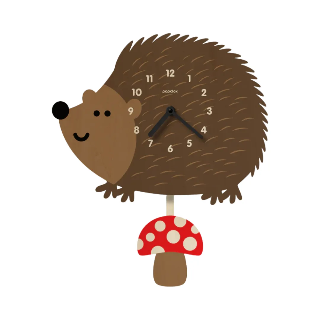 Hedgehog Wooden Pendulum Clock by Popclox
