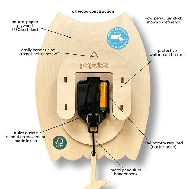 Hedgehog Wooden Pendulum Clock by Popclox