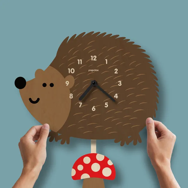 Hedgehog Wooden Pendulum Clock by Popclox