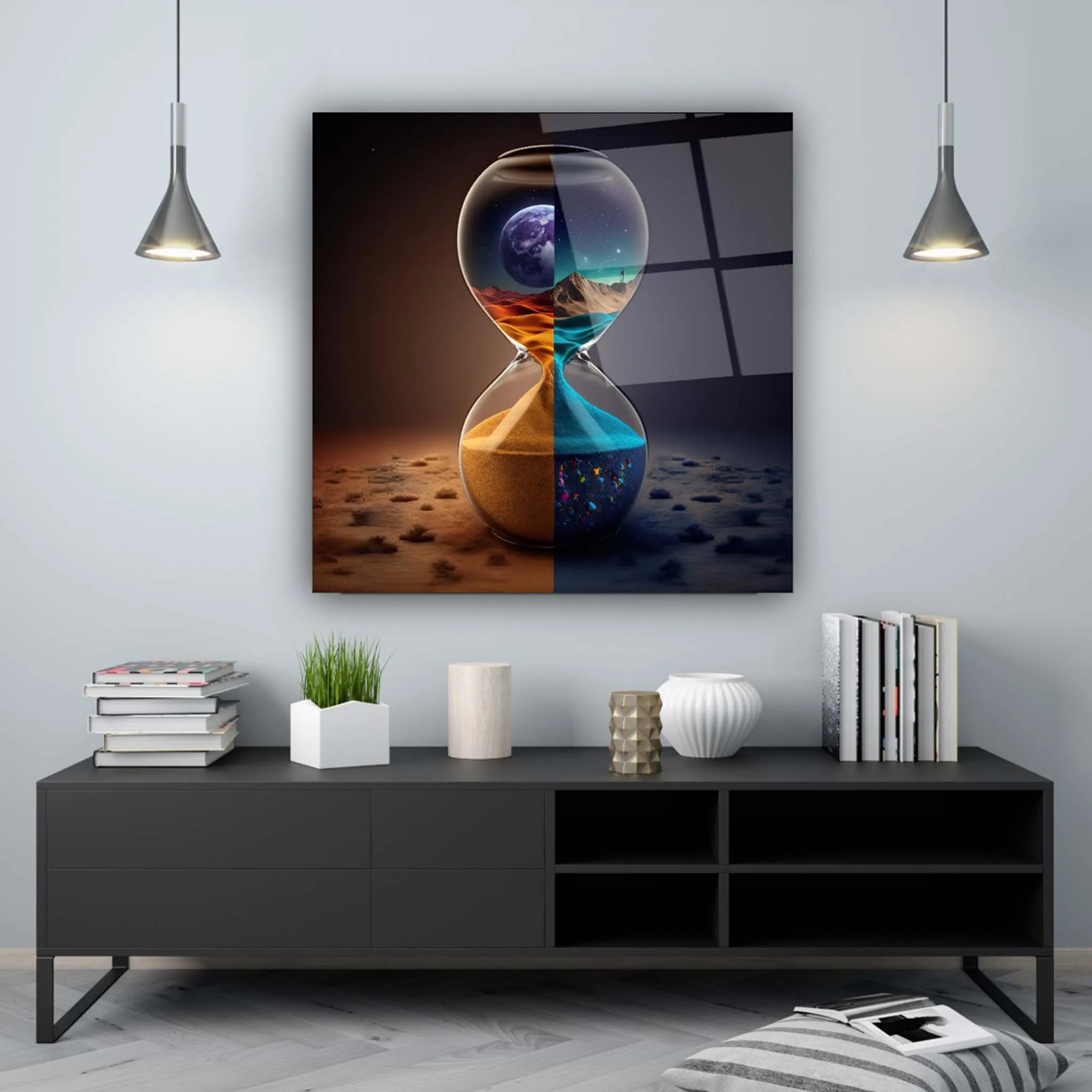 Hourglass Glass Wall Art