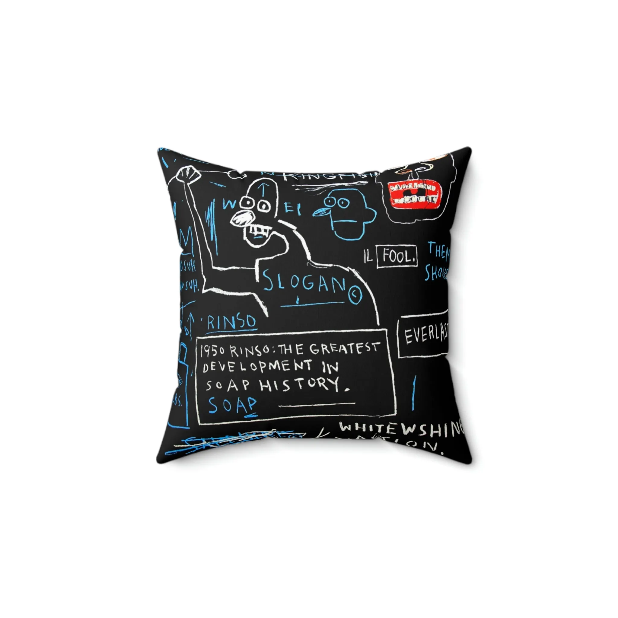 Jean-Michel Basquiat "Rinso" Artwork Square Throw Pillow
