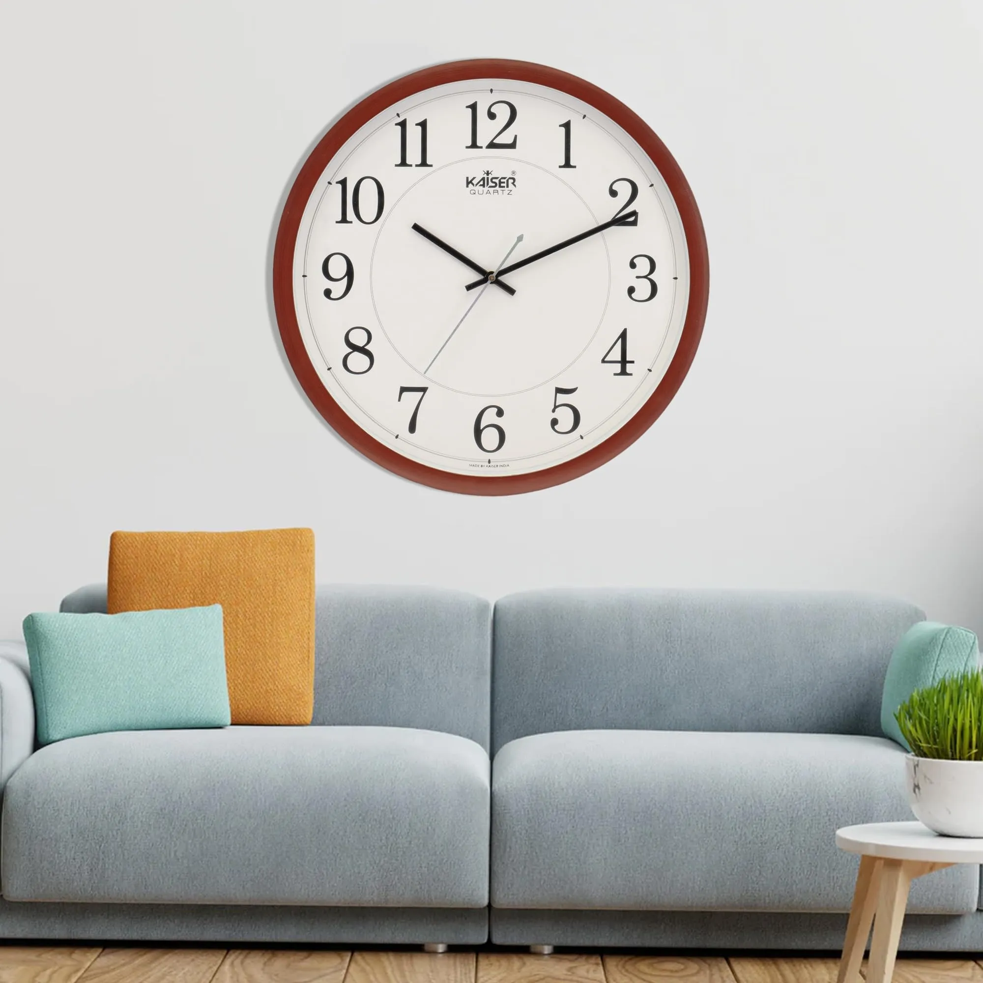 KAISER 15 Inch Quartz Wall Clock - Silent Analog Clock for Home & Office (Rosewood 01)
