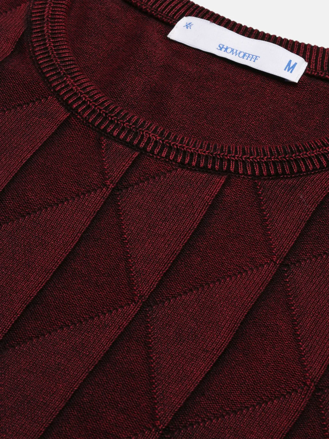 Men Maroon Geometric Prints Sweater
