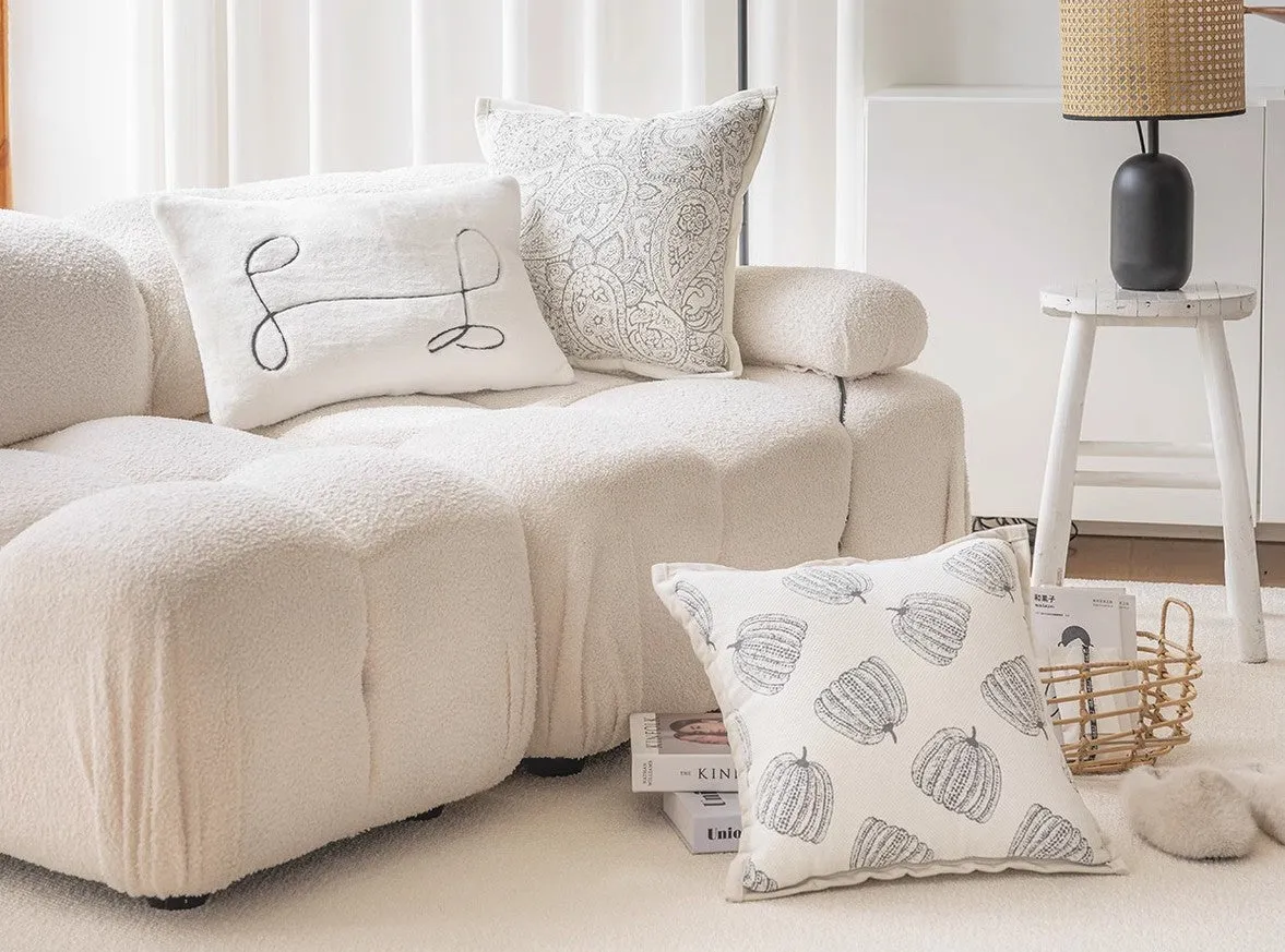 Modern Sofa Pillows, Decorative Throw Pillows for Couch, Embroider Flower Pillow Covers, Farmhouse Flower Decorative Pillows
