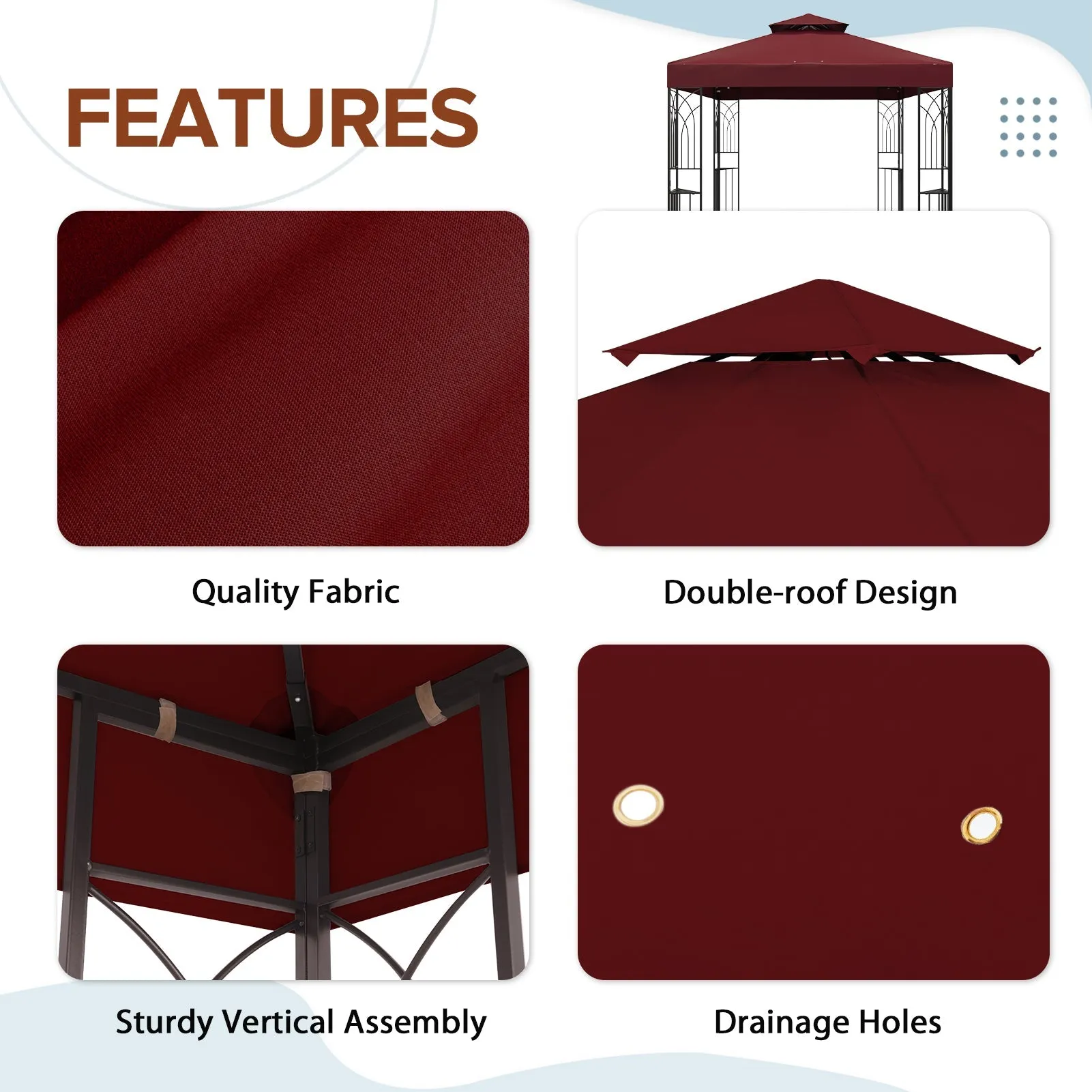 Patio Gazebo 8x8 with Corner Shelves