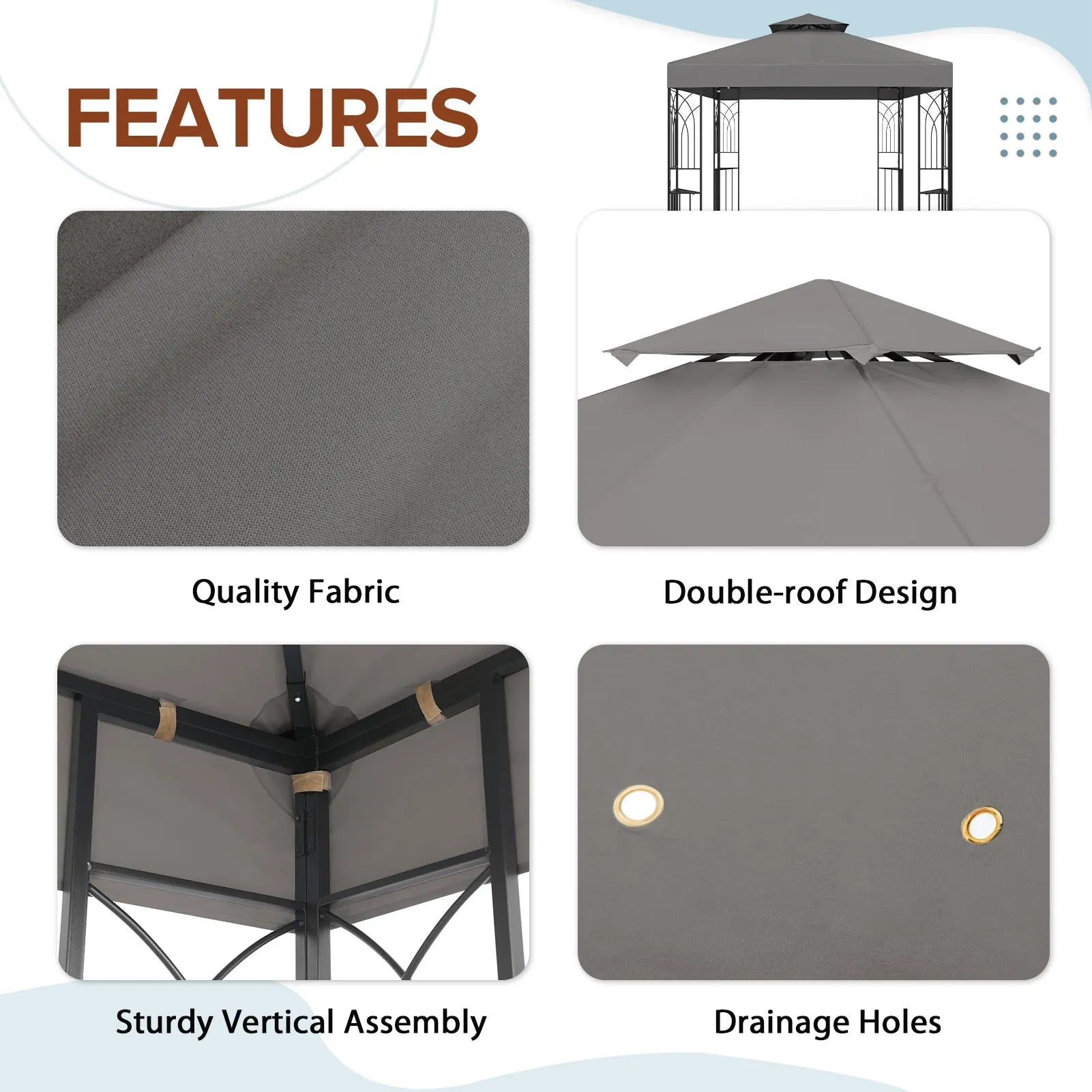 Patio Gazebo 8x8 with Corner Shelves