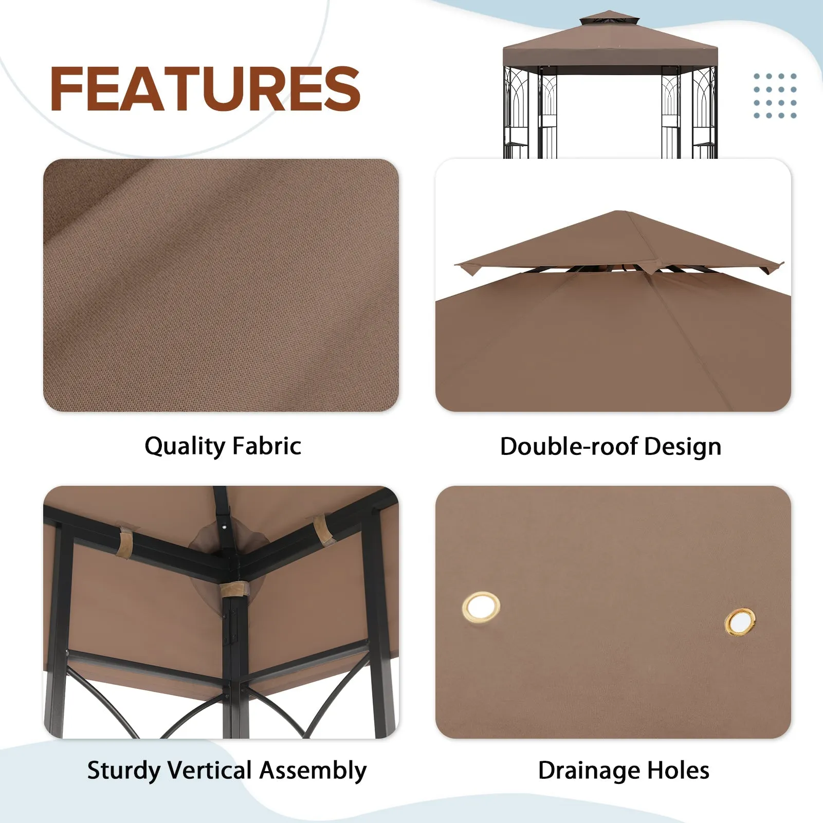 Patio Gazebo 8x8 with Corner Shelves