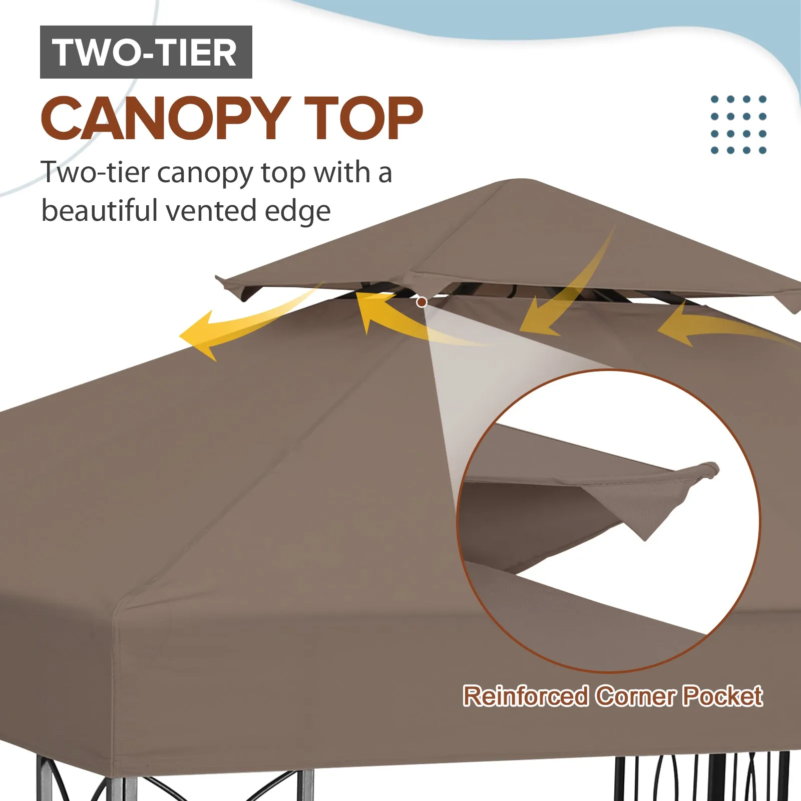 Patio Gazebo 8x8 with Corner Shelves