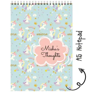Personalized Notepad Kids - Unicorn On Clouds