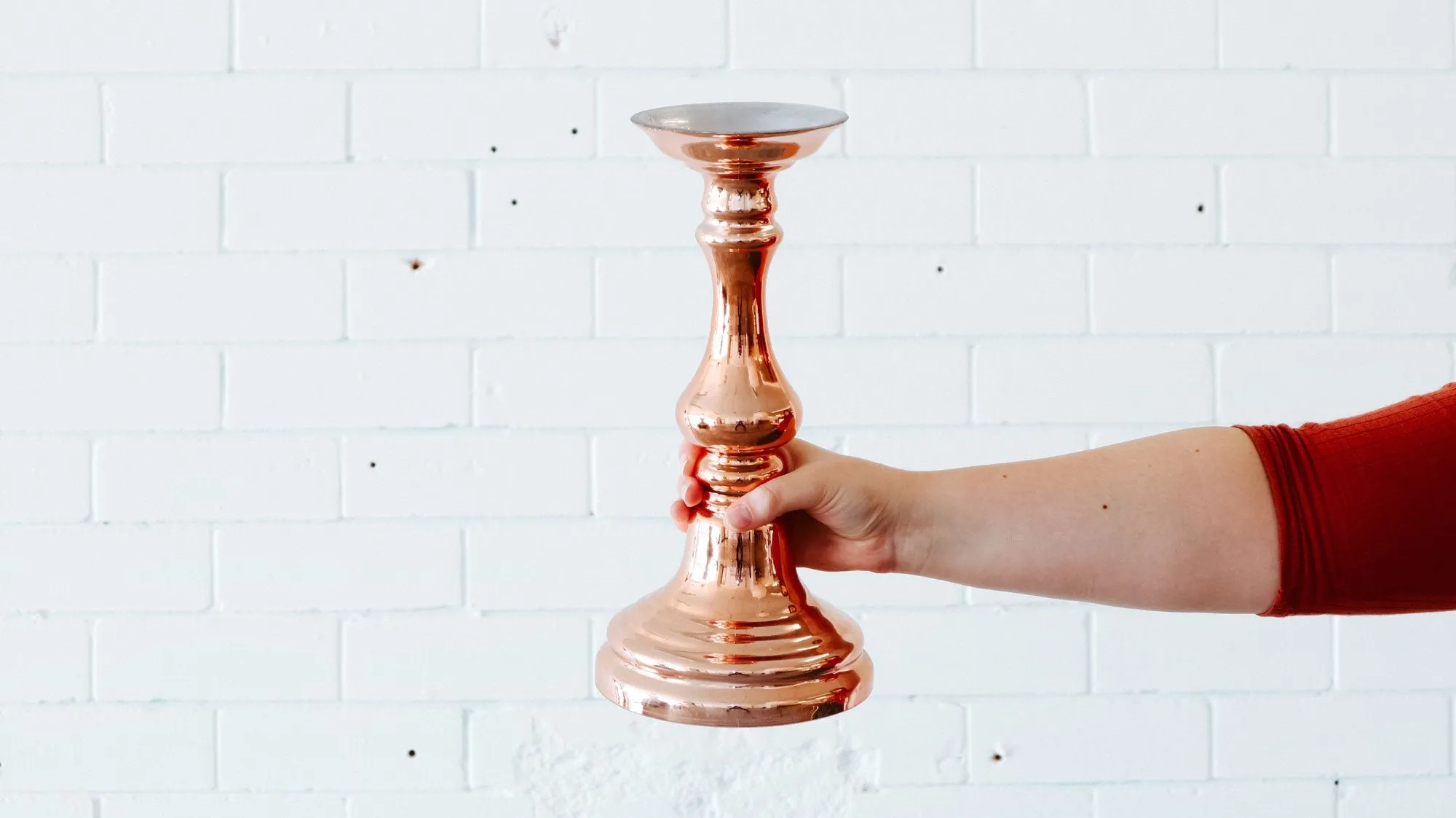 Rose Gold Glass Candelabra