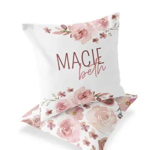 Rosie's Rose Garden Personalized Name Throw Pillow