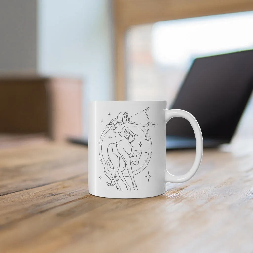 Sagittarius Centaur Zodiac Astrology Goddess "Aspire" White Mug 11oz