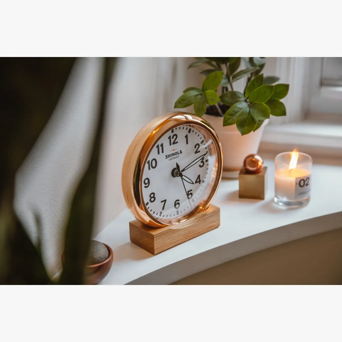 Shinola The Runwell Desk Clock  - Copper/White