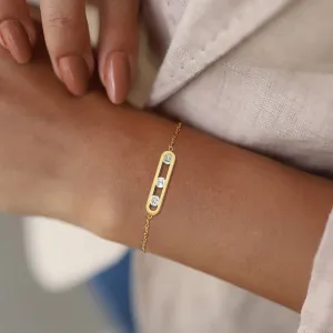 Stainless Steel Thin Chain Link Minimalist Charm Bracelet