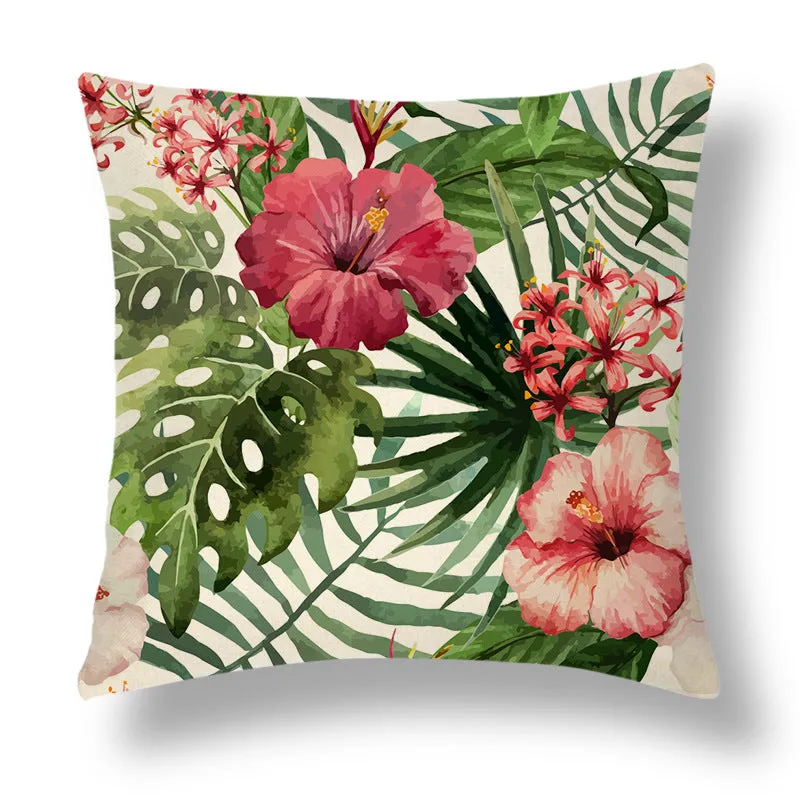 Tropical Colourful Linen Throw Pillow Case Cushion Cover