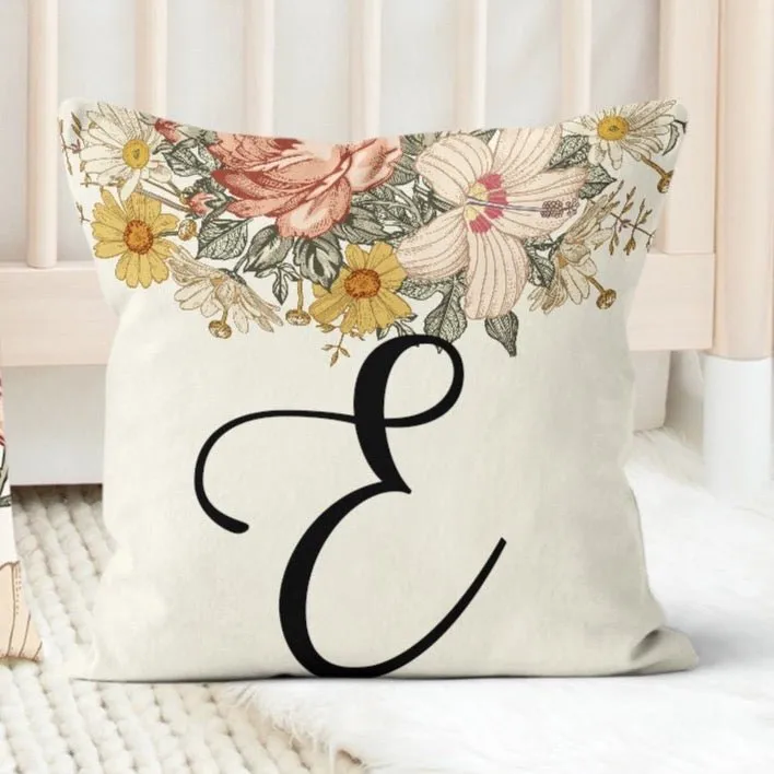 Vintage Earthy Floral Personalized Nursery Pillow