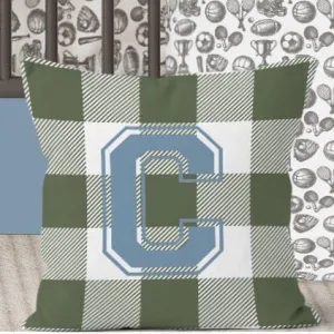 Vintage Sports Plaid Personalized Nursery Pillow
