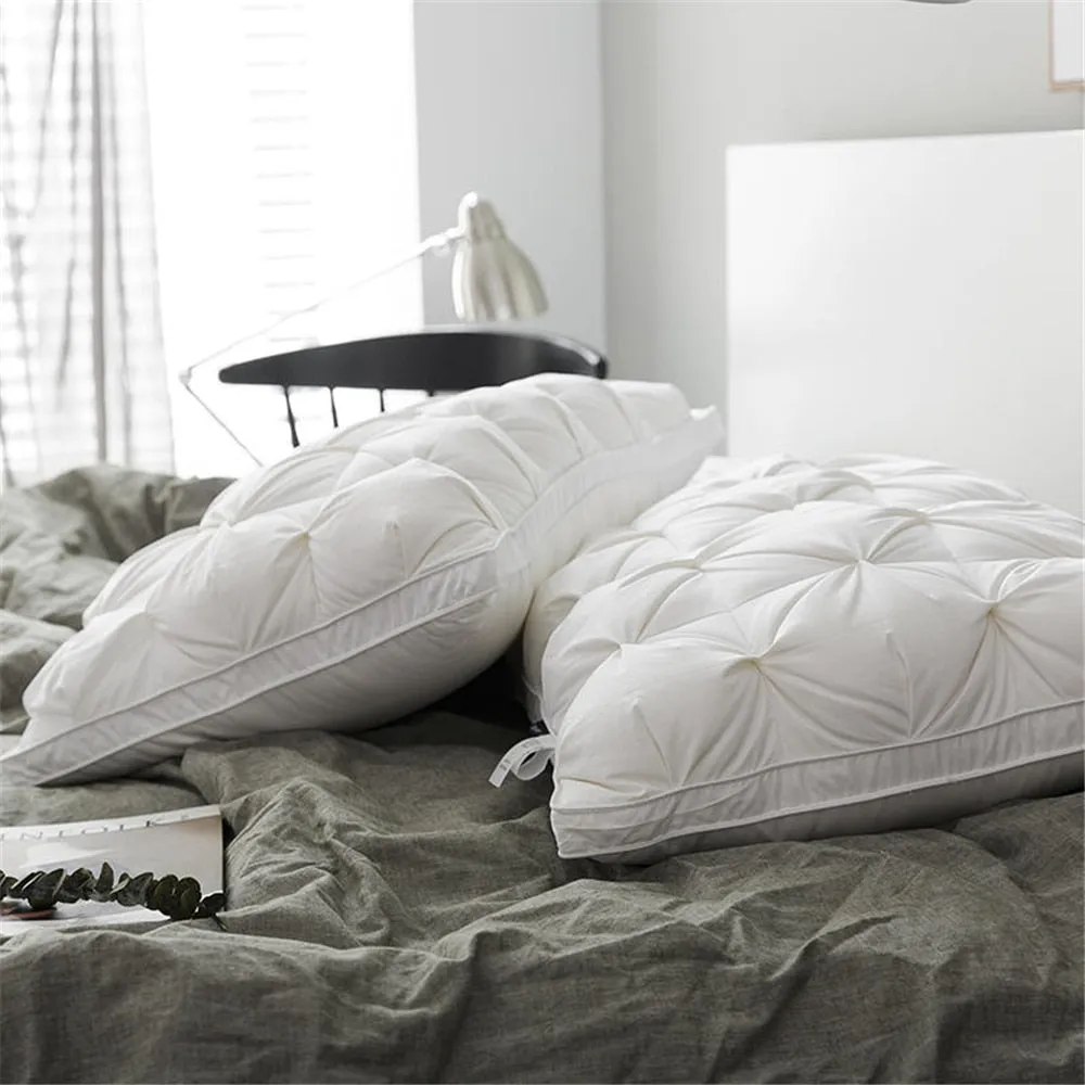 White Goose Down Pillow - 100% Cotton Bedding