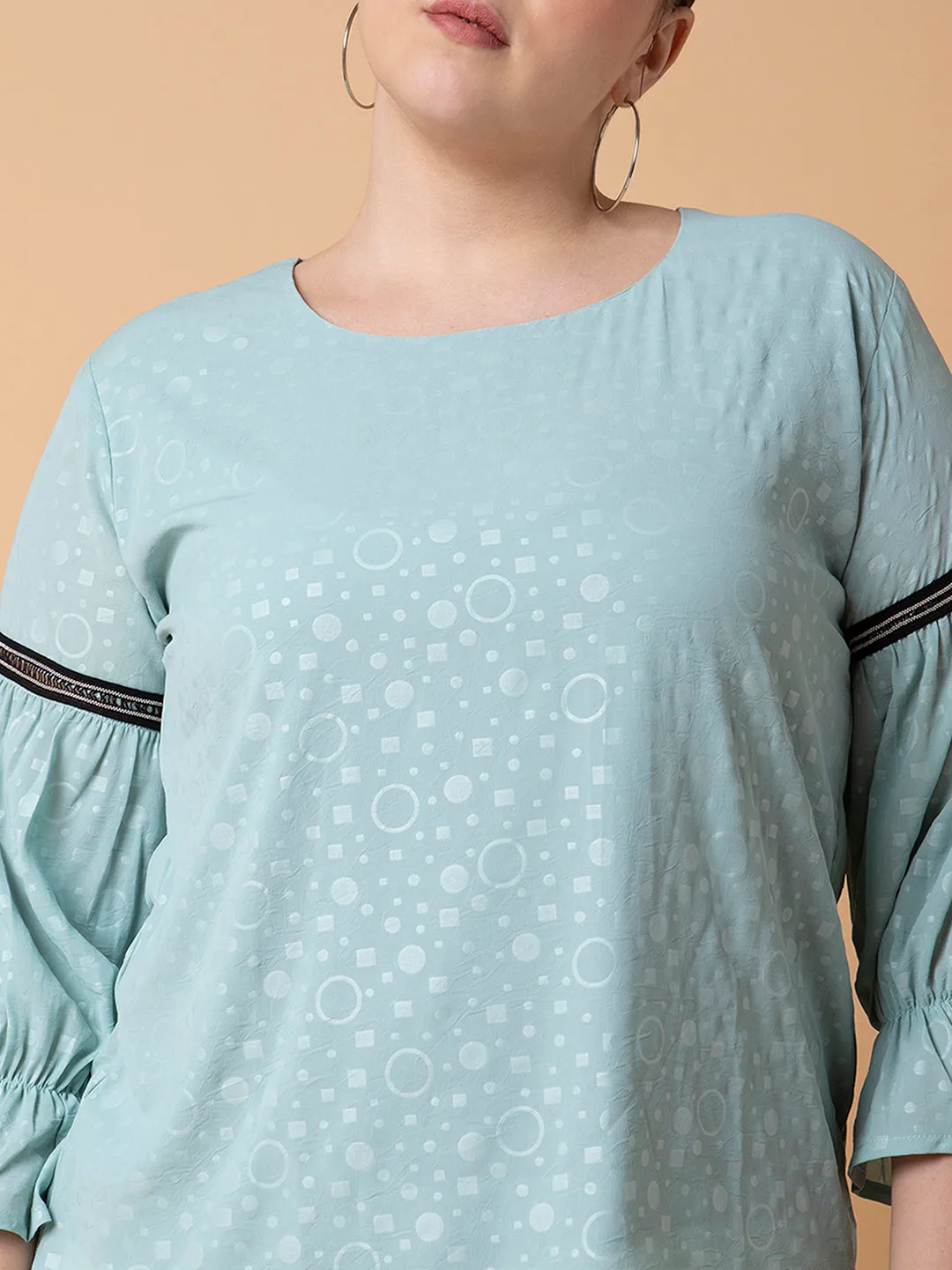 Women Sea Green Extended Sleeves Georgette Top